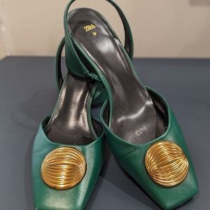 Zara sling back with block heel